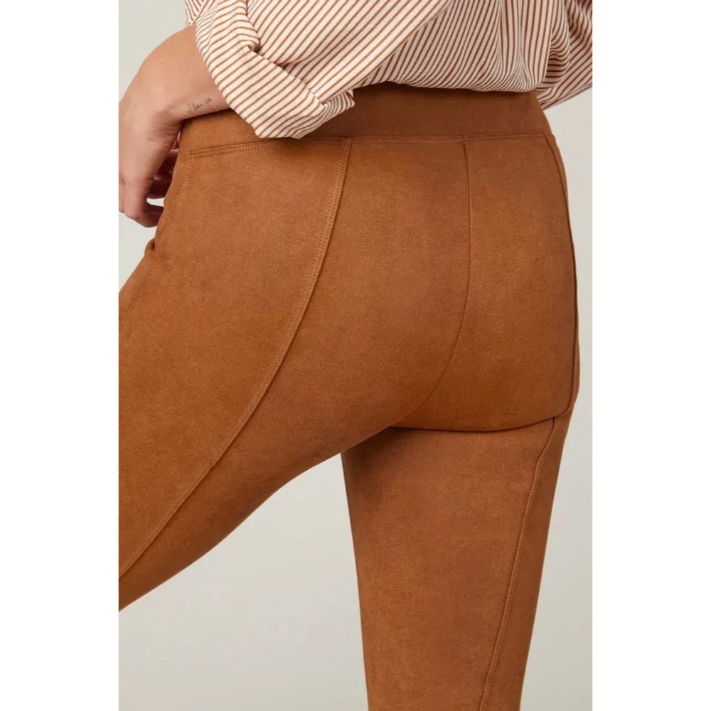 Spanx Faux Suede Leggings Women's Medium Rich Caramel Brown - Picture 9 of 13